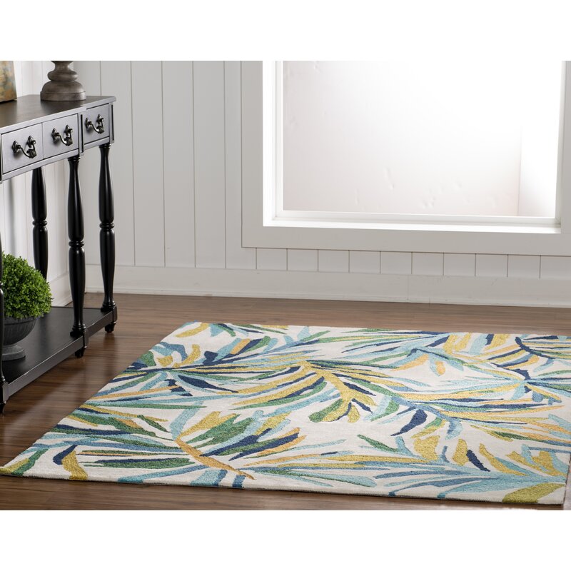 Bay Isle Home Ross HandTufted Ivory/Green Area Rug Wayfair